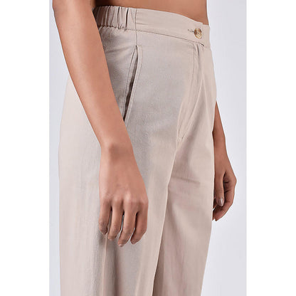 Genes Lecoanet Hemant Straight Fit Trousers With Detailed Construction Sand