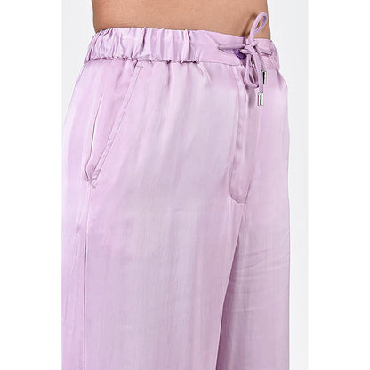Genes Lecoanet Hemant Straight Fit Viscose Satin Trousers With Elastic Waist And Drawstrings