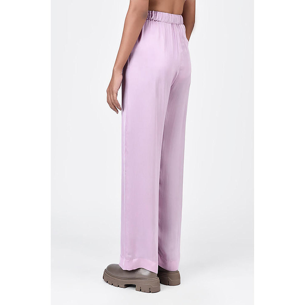 Genes Lecoanet Hemant Straight Fit Viscose Satin Trousers With Elastic Waist And Drawstrings