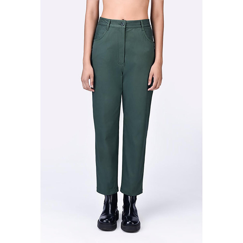 Genes Lecoanet Hemant Cotton Heavy Twill Cropped Trousers - Green