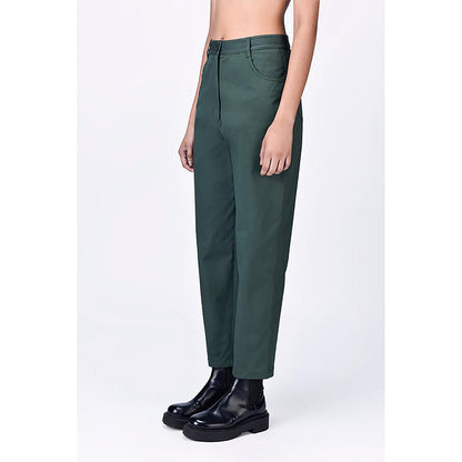Genes Lecoanet Hemant Cotton Heavy Twill Cropped Trousers - Green