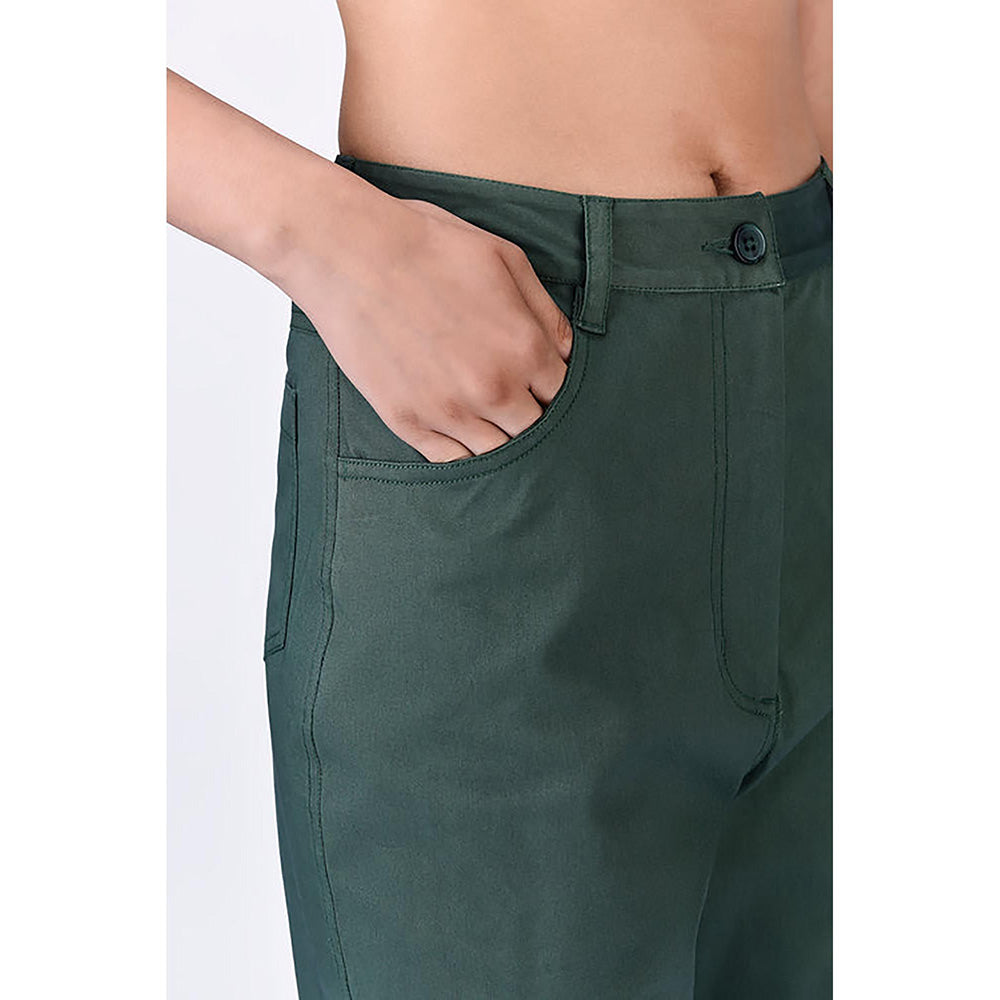Genes Lecoanet Hemant Cotton Heavy Twill Cropped Trousers - Green