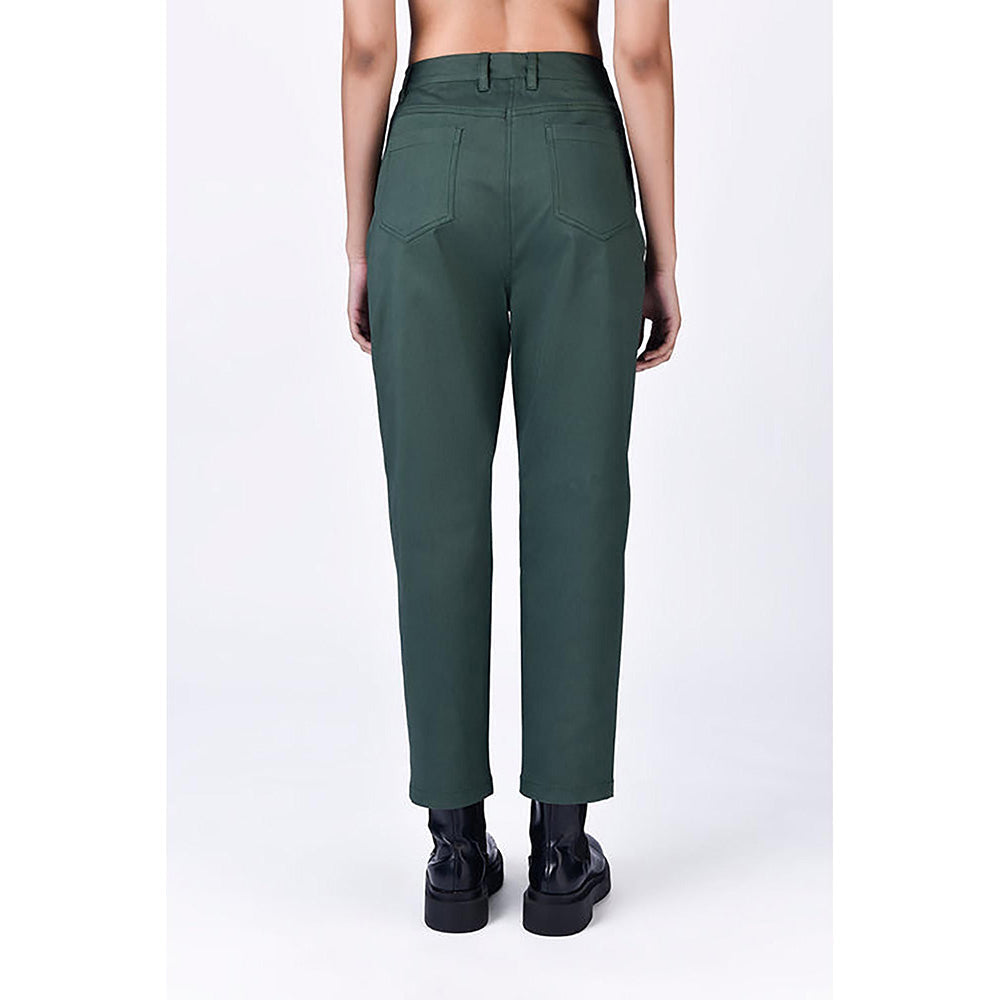 Genes Lecoanet Hemant Cotton Heavy Twill Cropped Trousers - Green