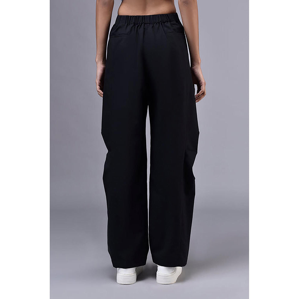 Genes Lecoanet Hemant Side Pleat Relax Fit Trousers- Black