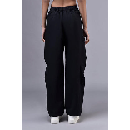 Genes Lecoanet Hemant Side Pleat Relax Fit Trousers- Black