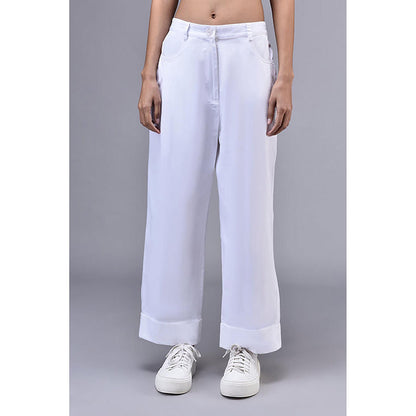 Genes Lecoanet Hemant Cotton Twill Relax Fit Trousers- White