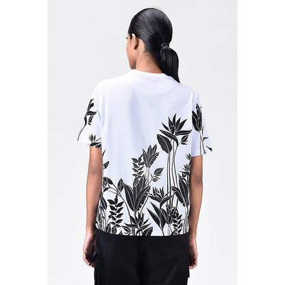 Genes Lecoanet Hemant Regular Fit Crew Neck T-Shirt With Tropical Print