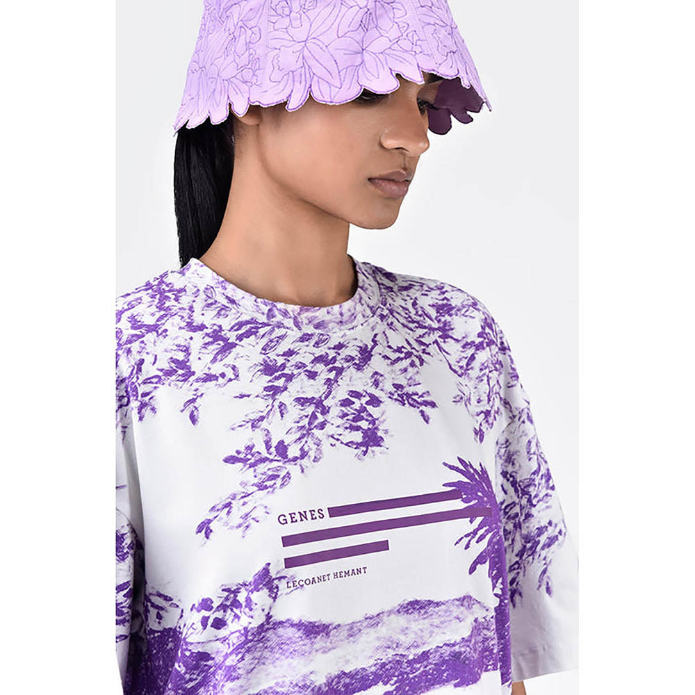 Genes Lecoanet Hemant Oversized Landscape Print Crew Neck T-Shirt Green Amethyst