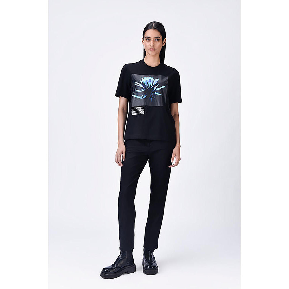 Genes Lecoanet Hemant Cotton T-Shirt With Uv Flower Sticker -Black