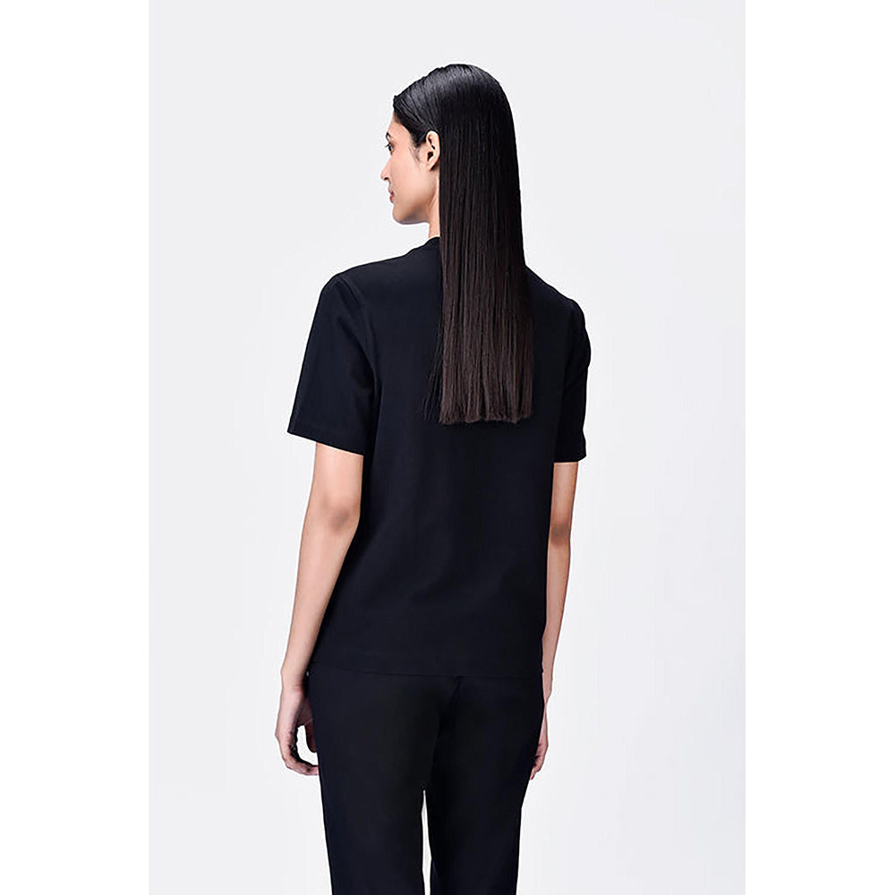 Genes Lecoanet Hemant Cotton T-Shirt With Uv Flower Sticker -Black