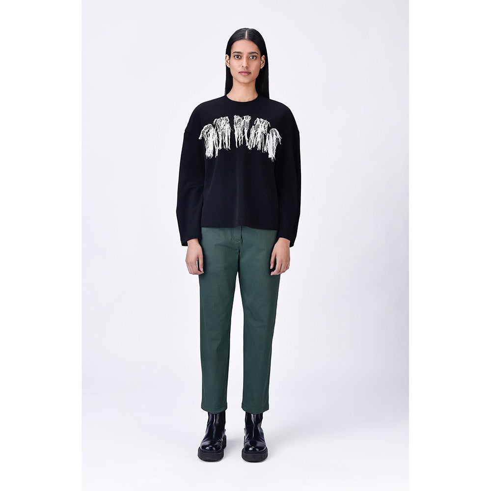 Genes Lecoanet Hemant Crepe Sweatshirt With Typography Embroidery
