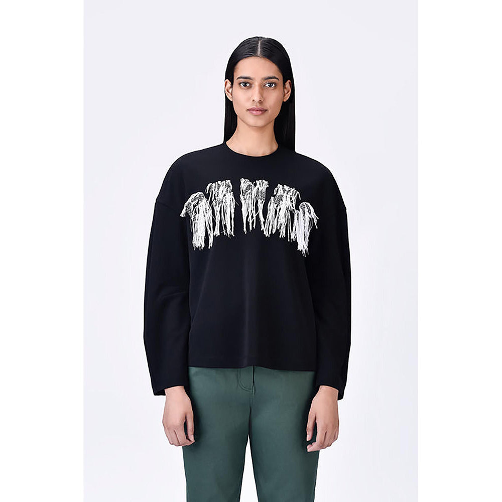 Genes Lecoanet Hemant Crepe Sweatshirt With Typography Embroidery