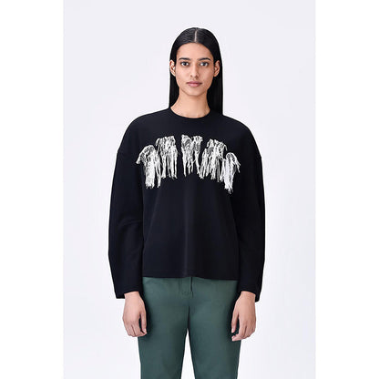 Genes Lecoanet Hemant Crepe Sweatshirt With Typography Embroidery