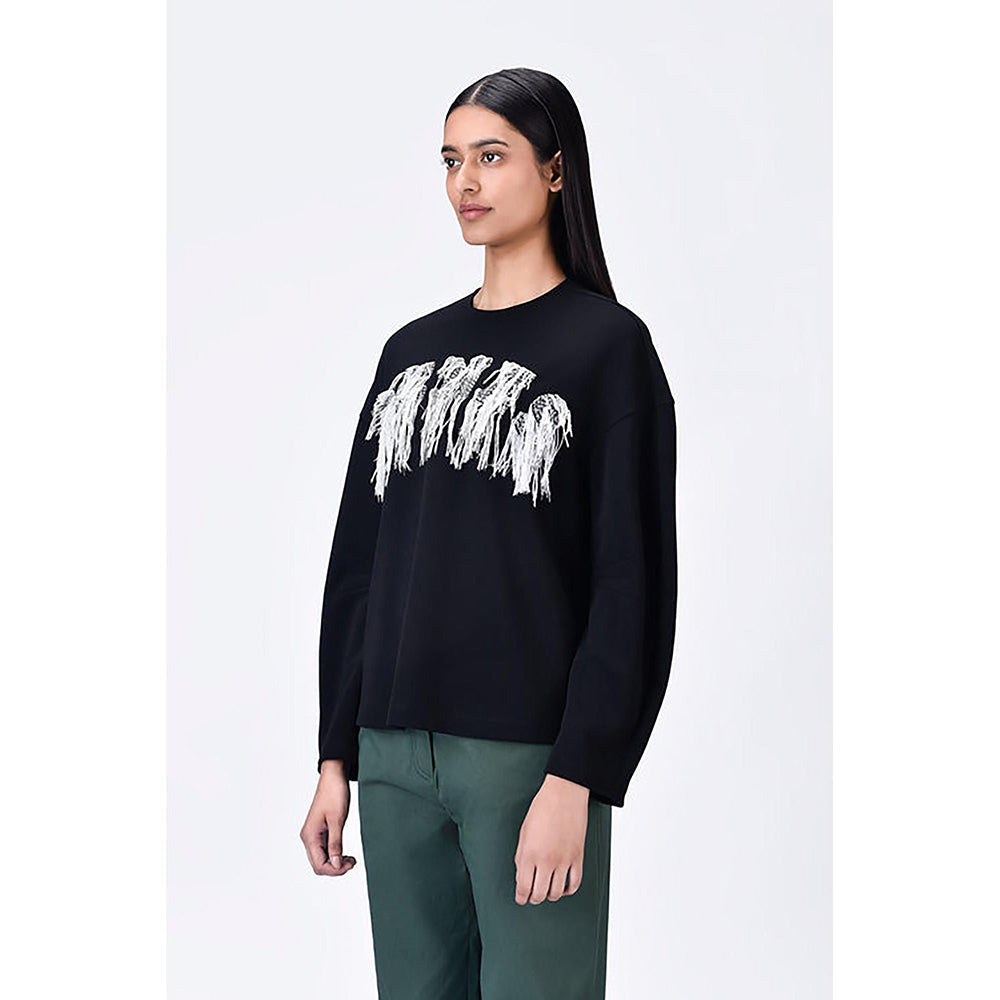 Genes Lecoanet Hemant Crepe Sweatshirt With Typography Embroidery
