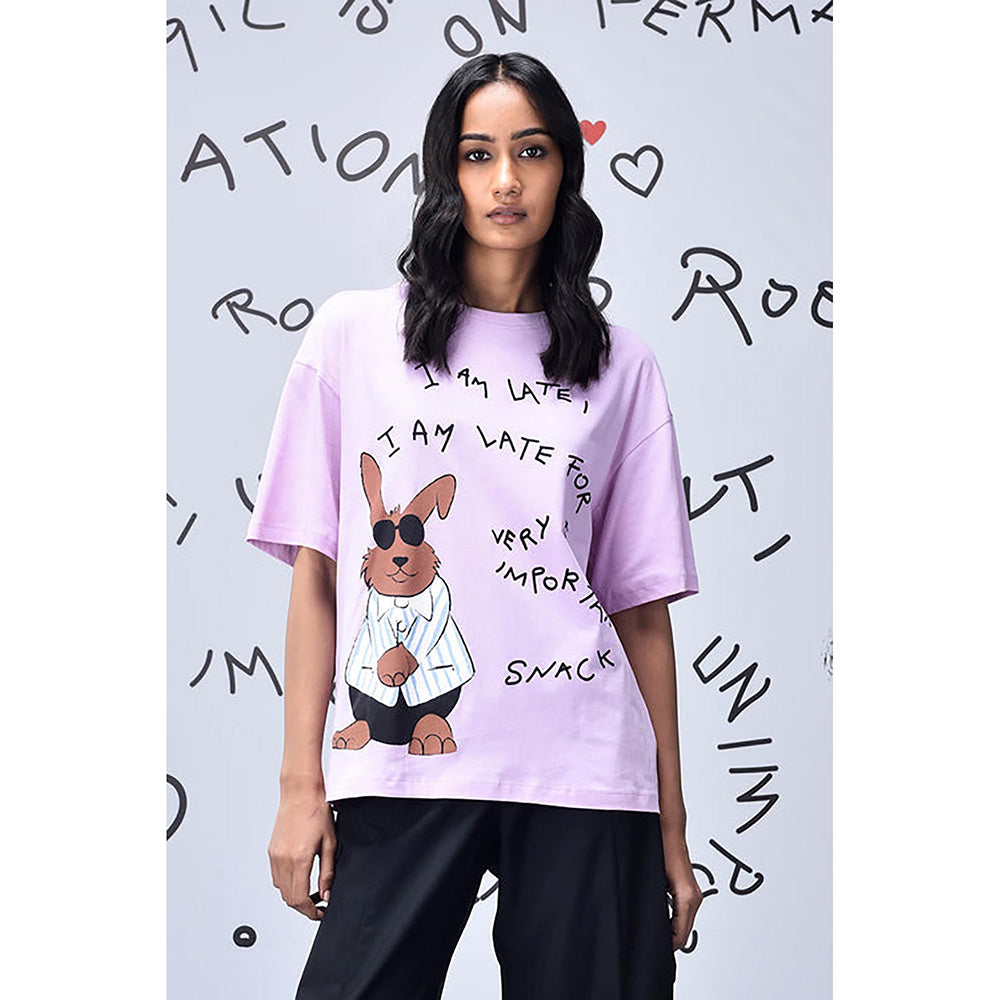 Genes Lecoanet Hemant Regular Fit Rabbit T-Shirt - Smoothie Pink