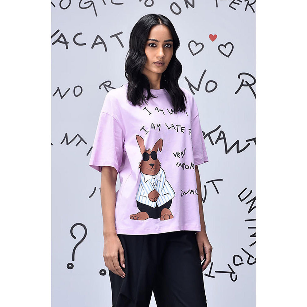 Genes Lecoanet Hemant Regular Fit Rabbit T-Shirt - Smoothie Pink