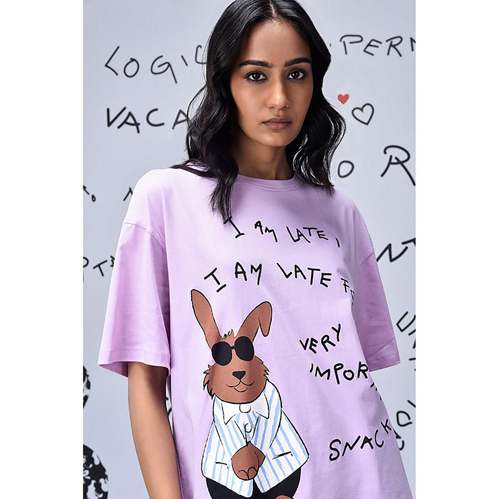 Genes Lecoanet Hemant Regular Fit Rabbit T-Shirt - Smoothie Pink