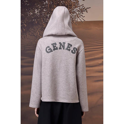 Genes Lecoanet Hemant Warm Beige Half-Zip Hoodie With Genes Logo Back