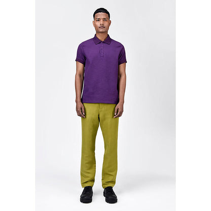 Genes Lecoanet Hemant Regular Fit Polo With Dtm Collar-Amethyst