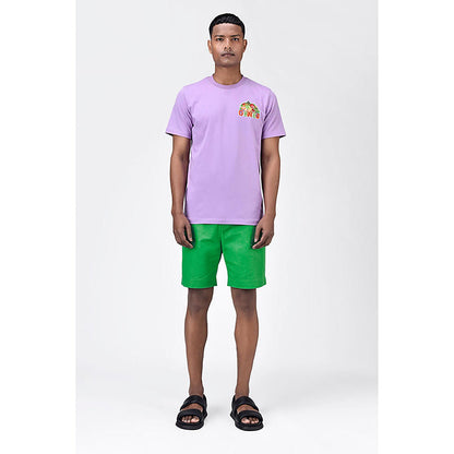 Genes Lecoanet Hemant Regular Fit Men's T-Shirt With Genes Fruit Basket Embroidery-Lavender