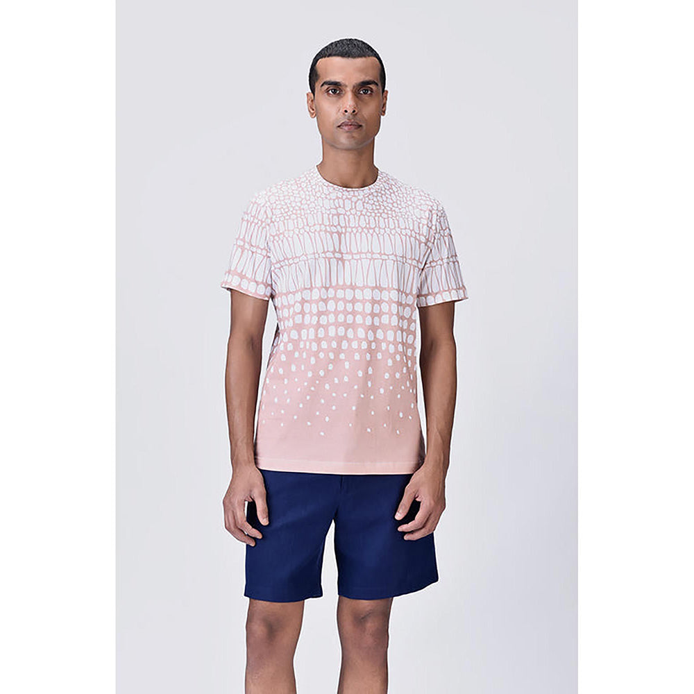 Genes Lecoanet Hemant Regular Fit Crew Neck T-Shirt With Cell Degrade Print