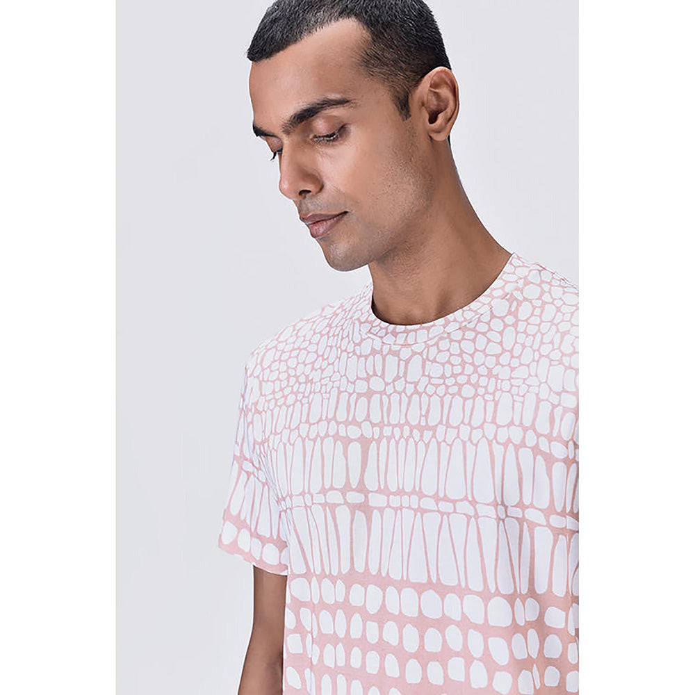Genes Lecoanet Hemant Regular Fit Crew Neck T-Shirt With Cell Degrade Print