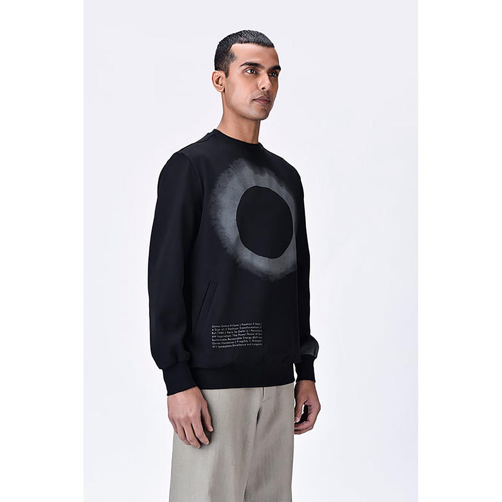 Genes Lecoanet Hemant Black Banana Crepe Sweatshirt With Eclipse Print