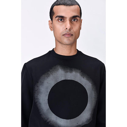 Genes Lecoanet Hemant Black Banana Crepe Sweatshirt With Eclipse Print