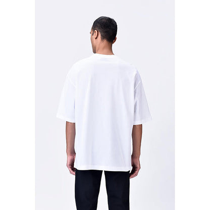 Genes Lecoanet Hemant White Relaxed Fit Crew Neck T-Shirt With Uv Flower Sticker