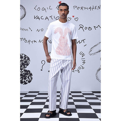 Genes Lecoanet Hemant Linear Rabbit T-Shirt- White