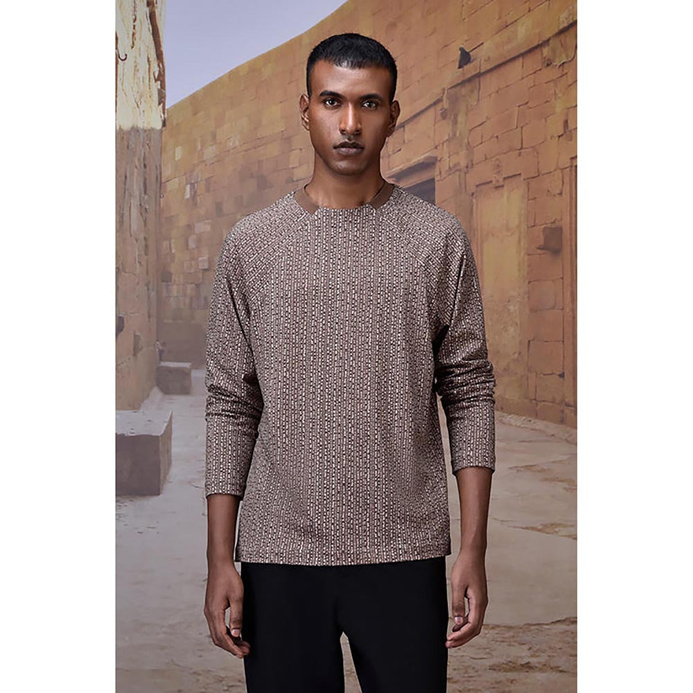Genes Lecoanet Hemant Warm Beige Micro Pattern T-Shirt