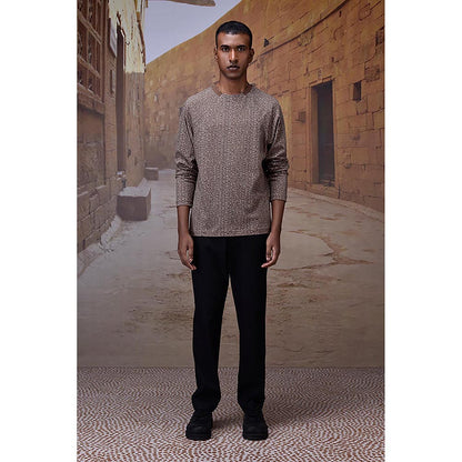Genes Lecoanet Hemant Warm Beige Micro Pattern T-Shirt