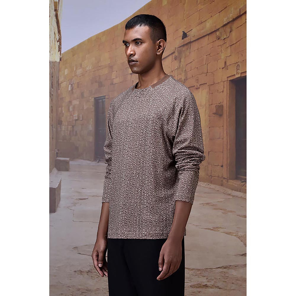 Genes Lecoanet Hemant Warm Beige Micro Pattern T-Shirt
