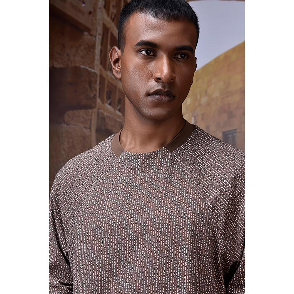 Genes Lecoanet Hemant Warm Beige Micro Pattern T-Shirt
