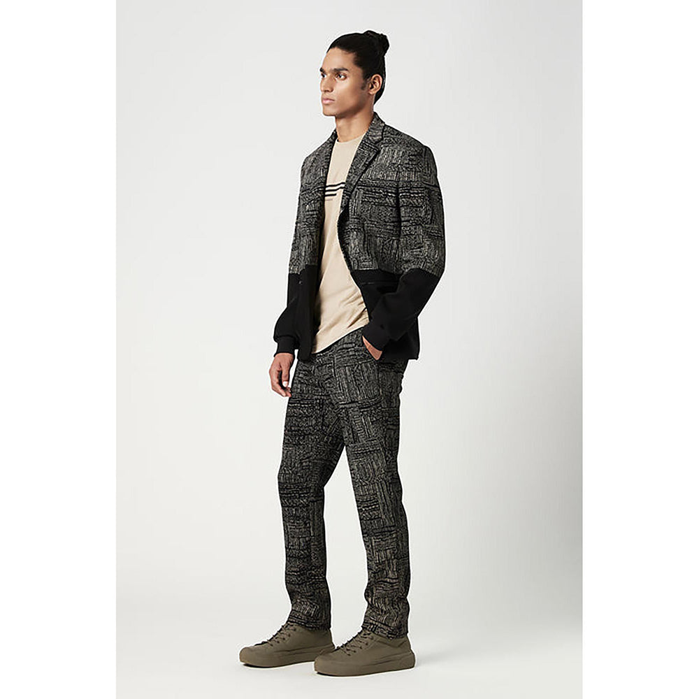 Genes Lecointe Hemant Slim Fit Trousers with All-Over Kantha Print