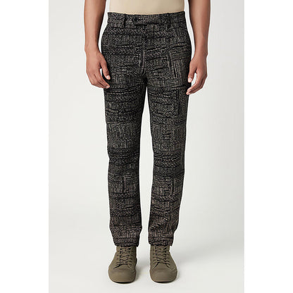 Genes Lecointe Hemant Slim Fit Trousers with All-Over Kantha Print