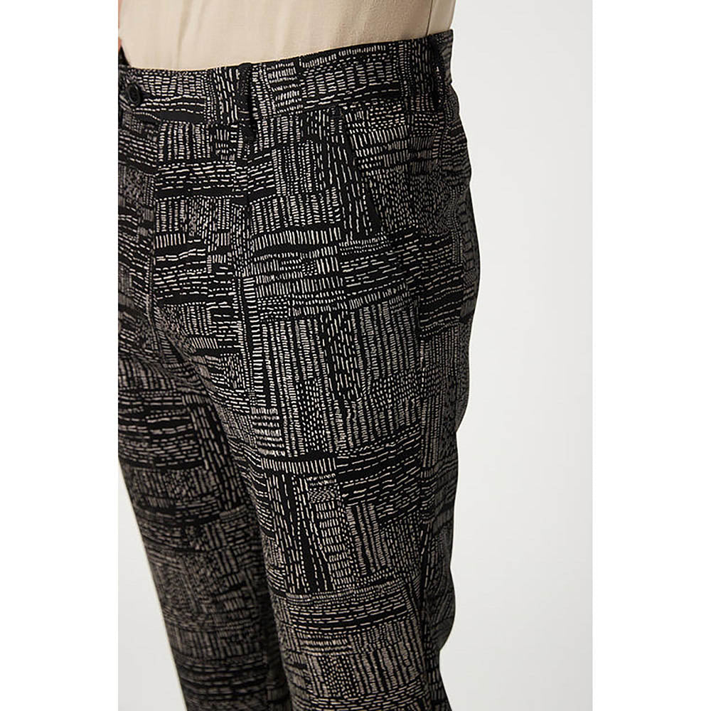 Genes Lecointe Hemant Slim Fit Trousers with All-Over Kantha Print