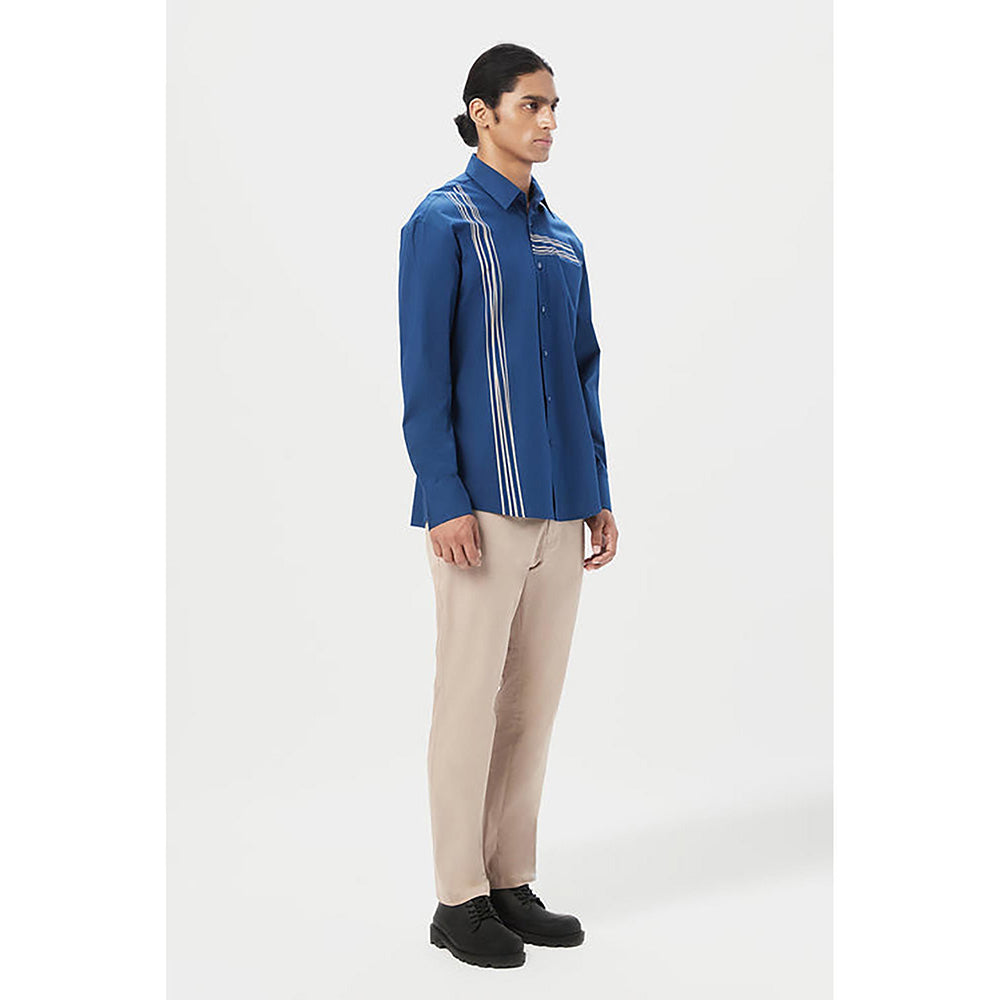 Genes Lecointe Hemant Relaxed Fit Button-Up Shirt with Drop Shoulder
