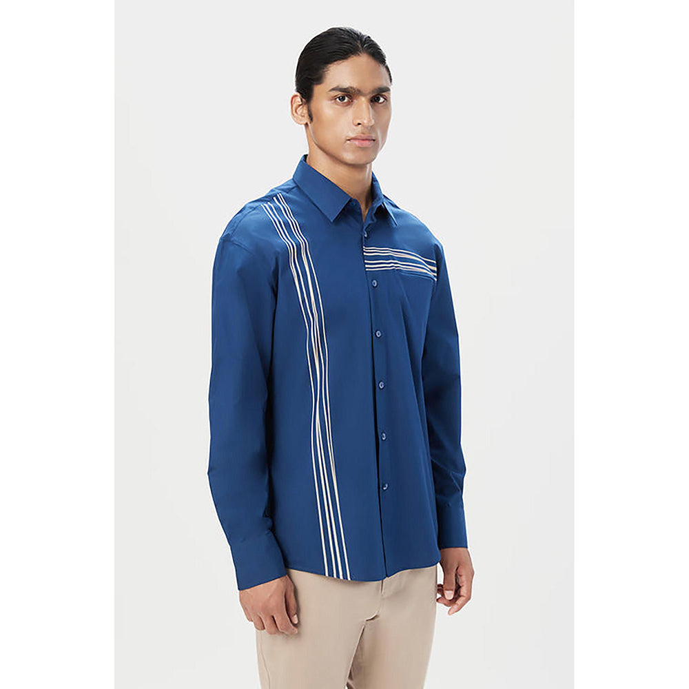 Genes Lecointe Hemant Relaxed Fit Button-Up Shirt with Drop Shoulder