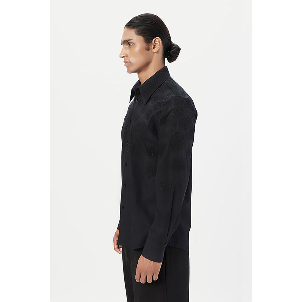 Genes Lecointe Hemant Regular Fit Button-Up Shirt with Gingko Thread Embroidery