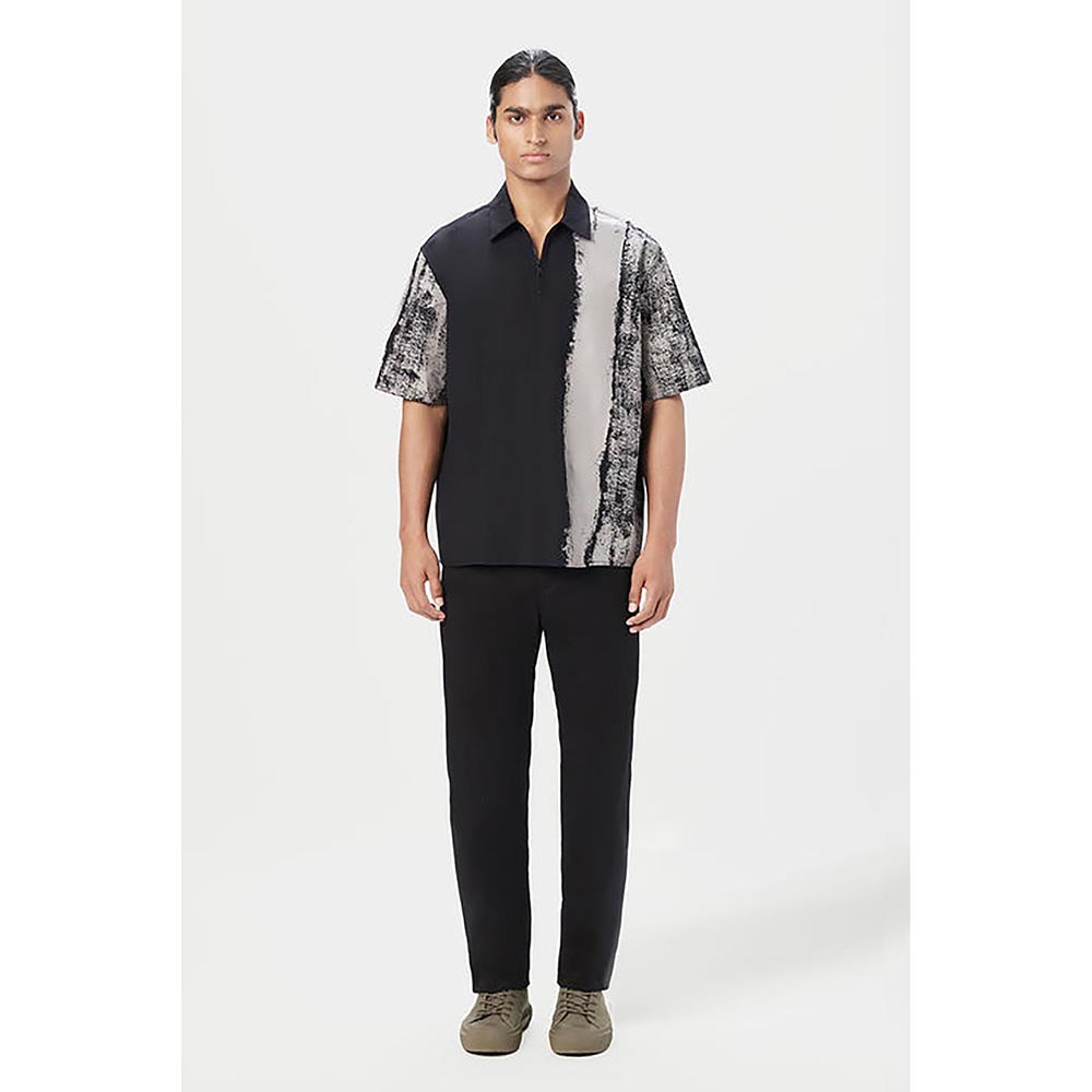 Genes Lecointe Hemant Relaxed Fit Half Sleeve Shirt with Zipper Front Opening
