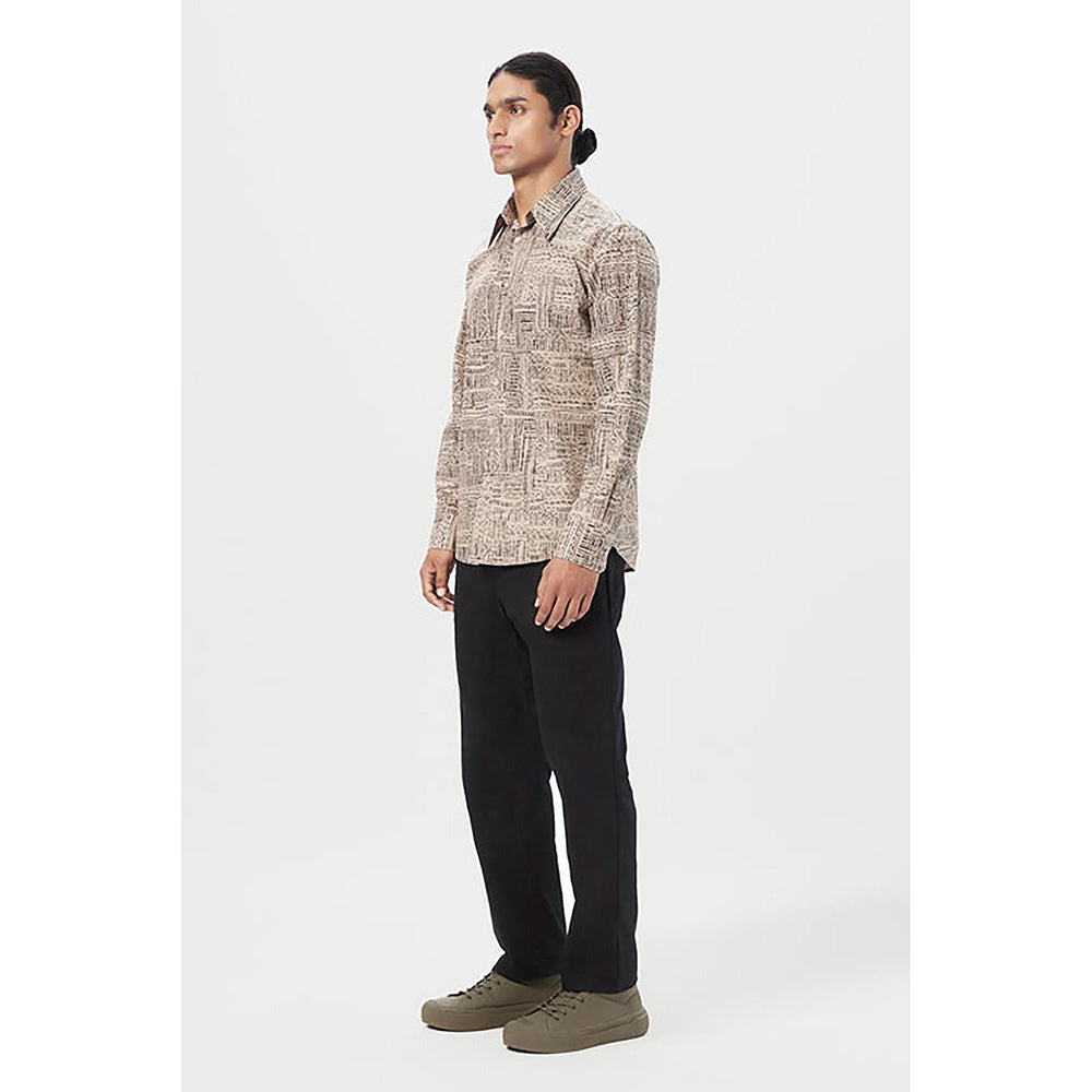 Genes Lecointe Hemant Regular Fit Button-Up Shirt In An All-Over Kantha Print