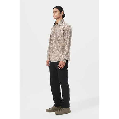 Genes Lecointe Hemant Regular Fit Button-Up Shirt In An All-Over Kantha Print