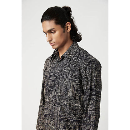 Genes Lecointe Hemant Regular Fit Button-Up Shirt In An All-Over Kantha Print