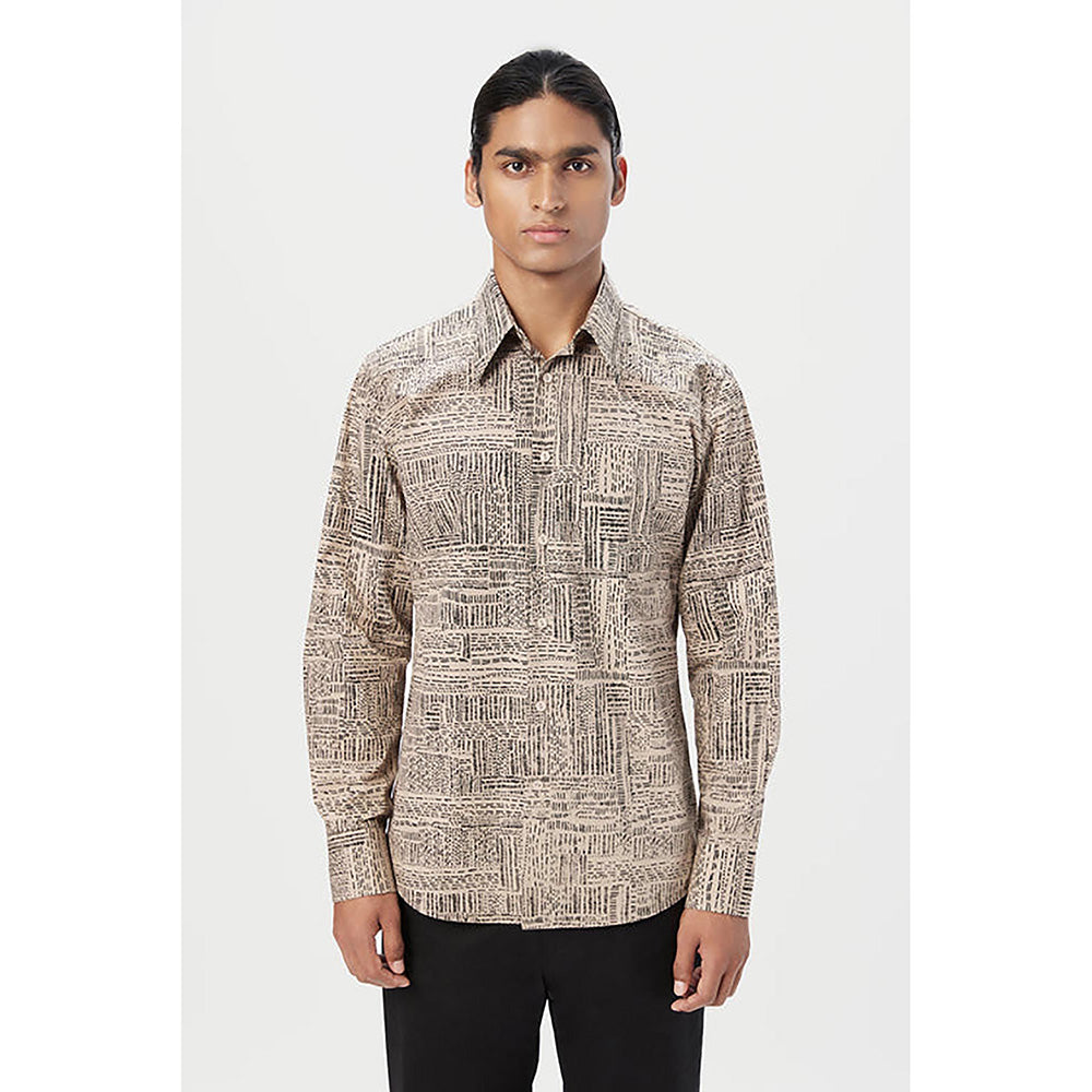 Genes Lecointe Hemant Regular Fit Button-Up Shirt In An All-Over Kantha Print