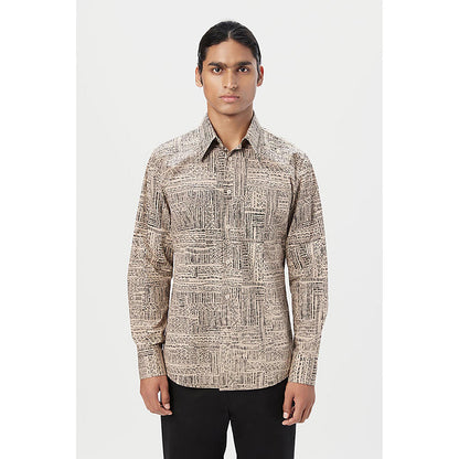 Genes Lecointe Hemant Regular Fit Button-Up Shirt In An All-Over Kantha Print