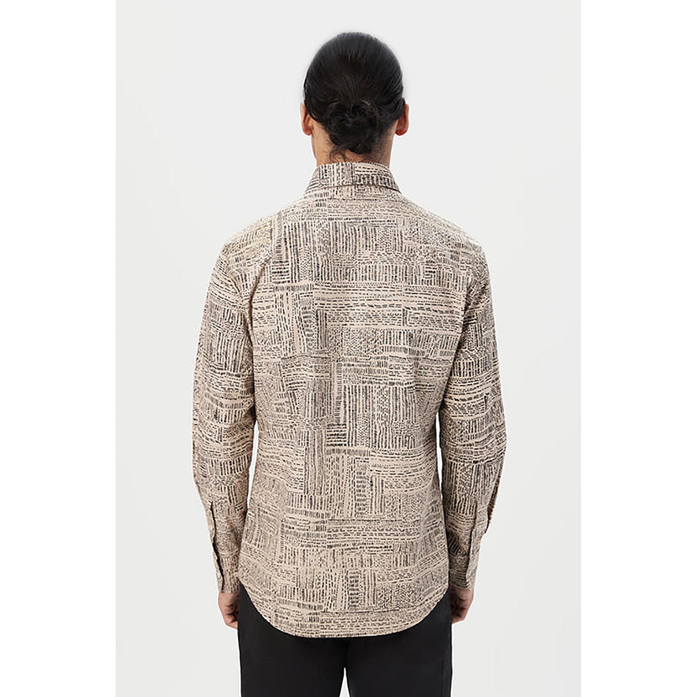 Genes Lecointe Hemant Regular Fit Button-Up Shirt In An All-Over Kantha Print