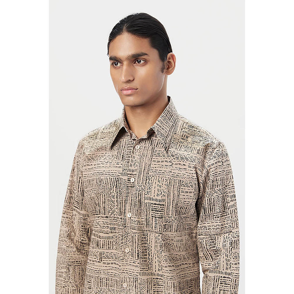 Genes Lecointe Hemant Regular Fit Button-Up Shirt In An All-Over Kantha Print