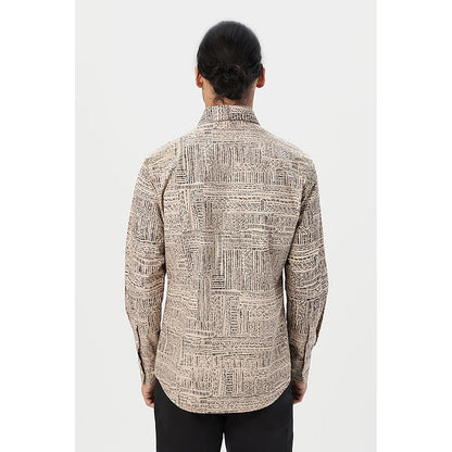 Genes Lecointe Hemant Regular Fit Button-Up Shirt In An All-Over Kantha Print