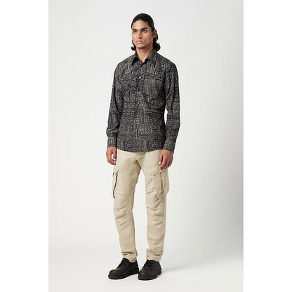 Genes Lecointe Hemant Regular Fit Button-Up Shirt In An All-Over Kantha Print